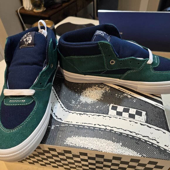 VANS SKATE HALF CAB SHOE Tartan Blue / Green VN0A2Z34BLG MENS SIZE 10.5 NEW - Picture 3 of 13